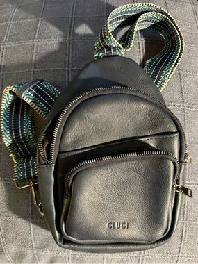 Gluci Blue Leather Crossbody Sling Bag for Men